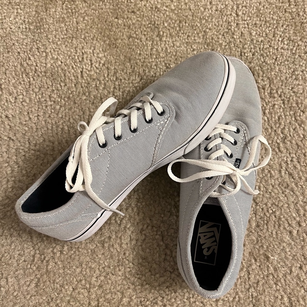 Vans Black/Blue and White Stripped Sneakers